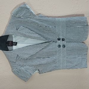 Tracy Evans Limited top only, size 7, blue/white